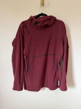 Melanzana Micro Grid Hoodie V2 size large burgundy maroon with pockets